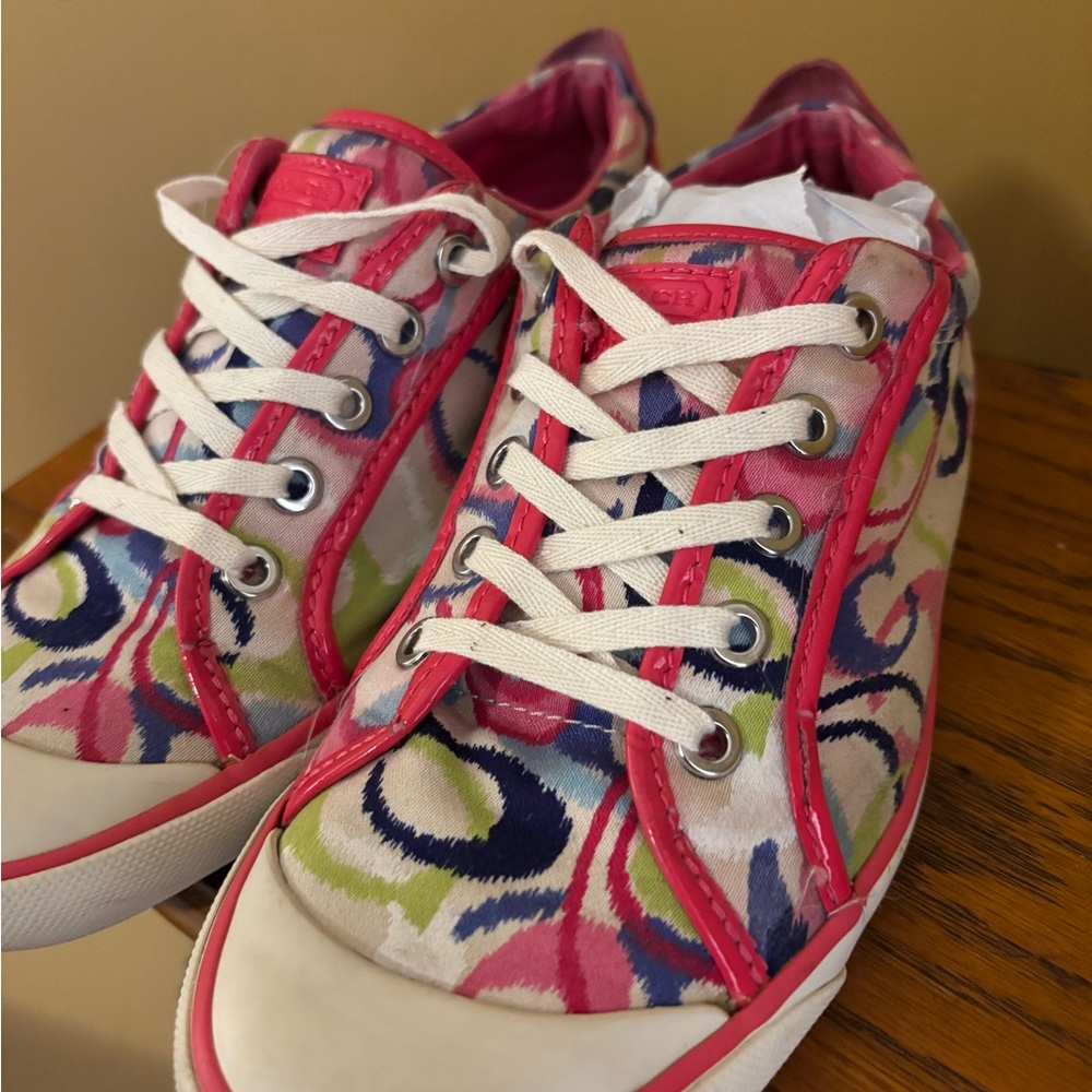 Coach Barrett Vibrant Pink and Cream Sneakers - Picture 3 of 10